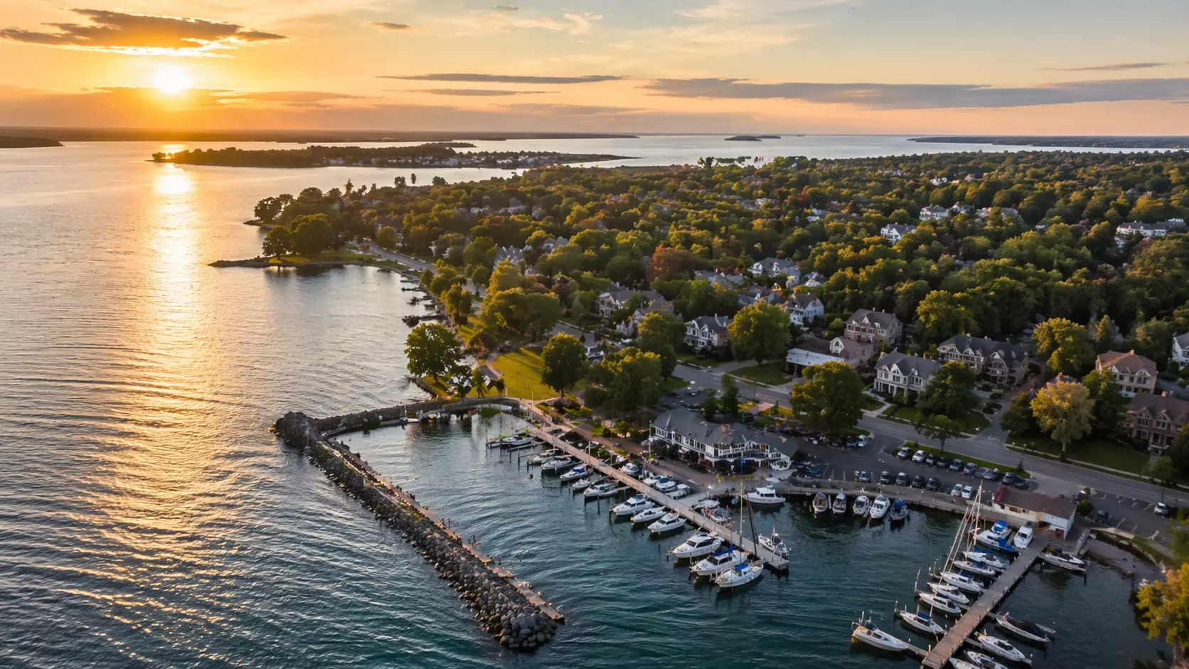 Aerial view of Bronte waterfront and marina